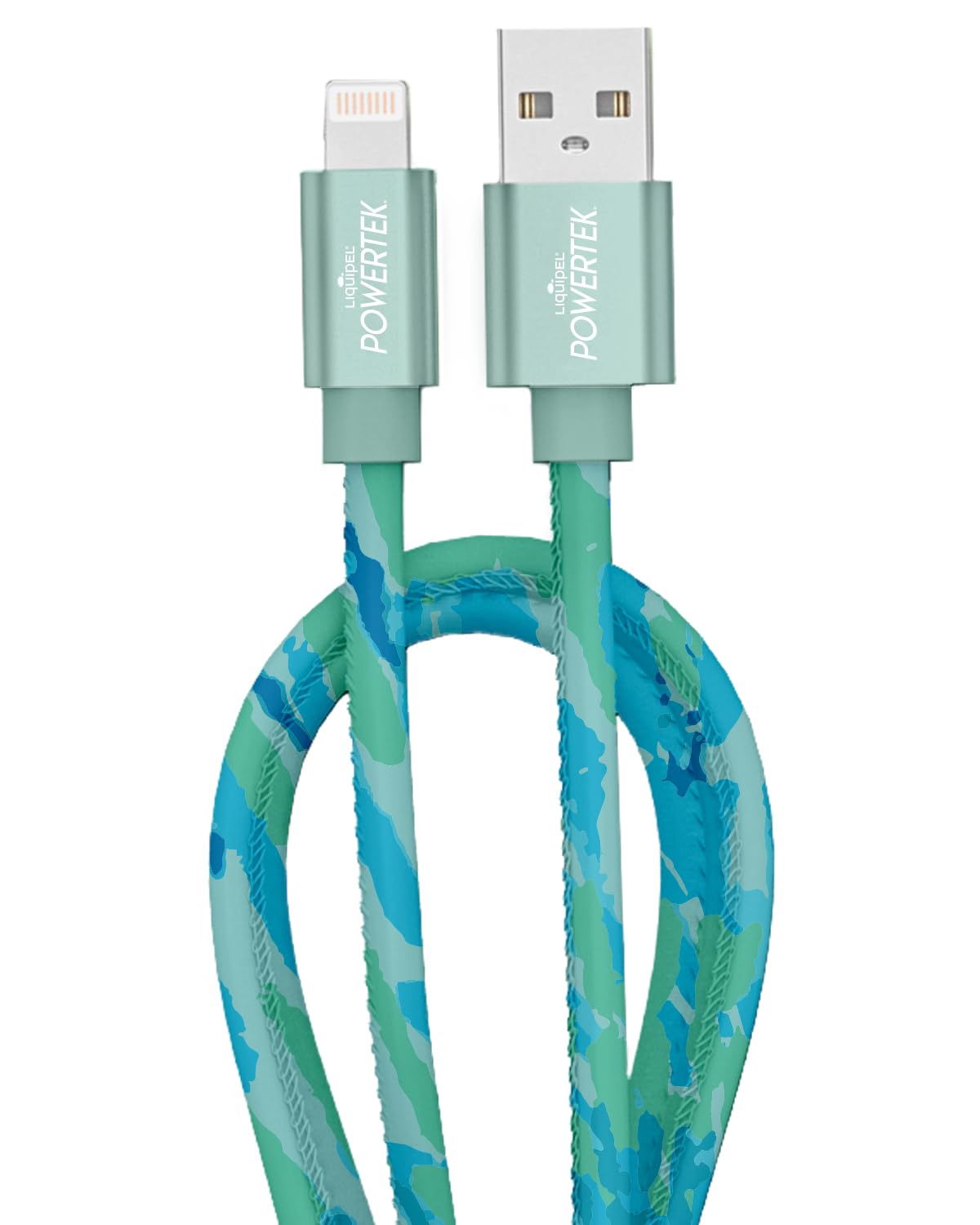 LIQUIPEL Powertek iPad & iPhone Lightning Charger Cable, Fast Charging 6ft MFI, Tie Dye Black (Green)