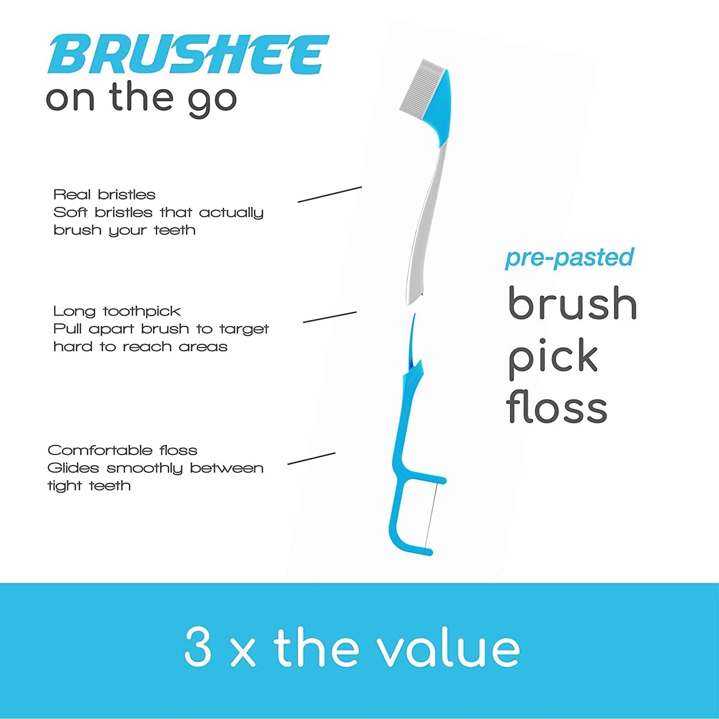 3-in-1 Individually-Wrapped Pre-Pasted Toothbrushing Tool