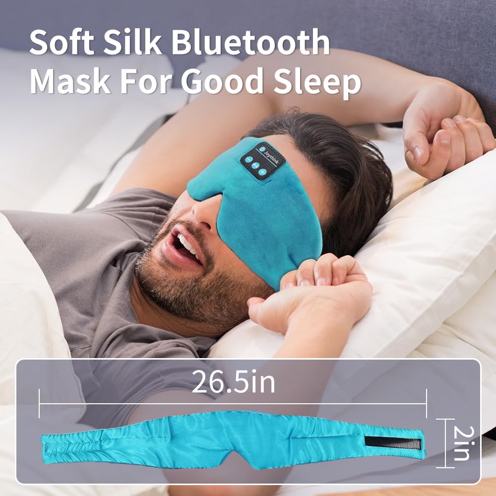 Joythink High-Tech Satin Wraparound Sleep Mask with Built-In Bluetooth Headphones (Cyan)