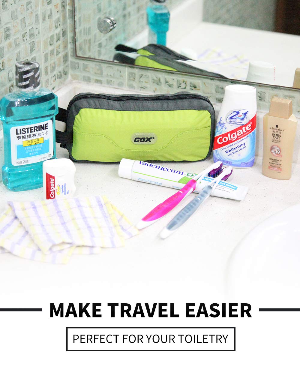 Travel Toiletry Bag or Dopp Kit (Green)