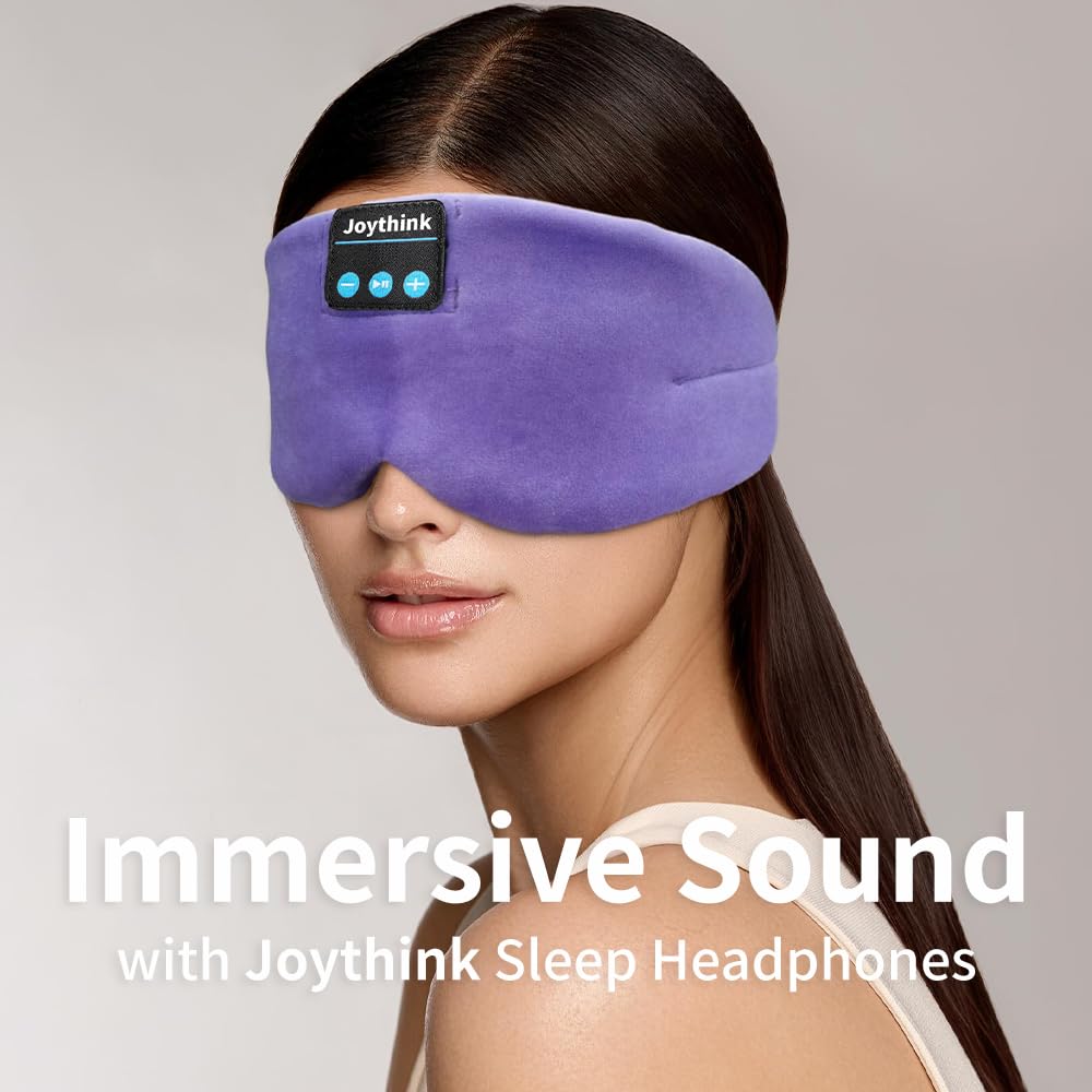 Joythink High-Tech Satin Wraparound Sleep Mask with Built-In Bluetooth Headphones (Purple)