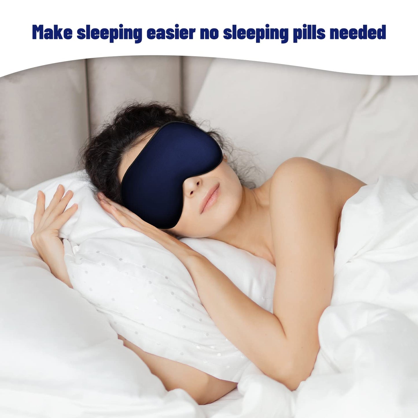 Satin Sleep Mask with Adjustable Strap (Blue)