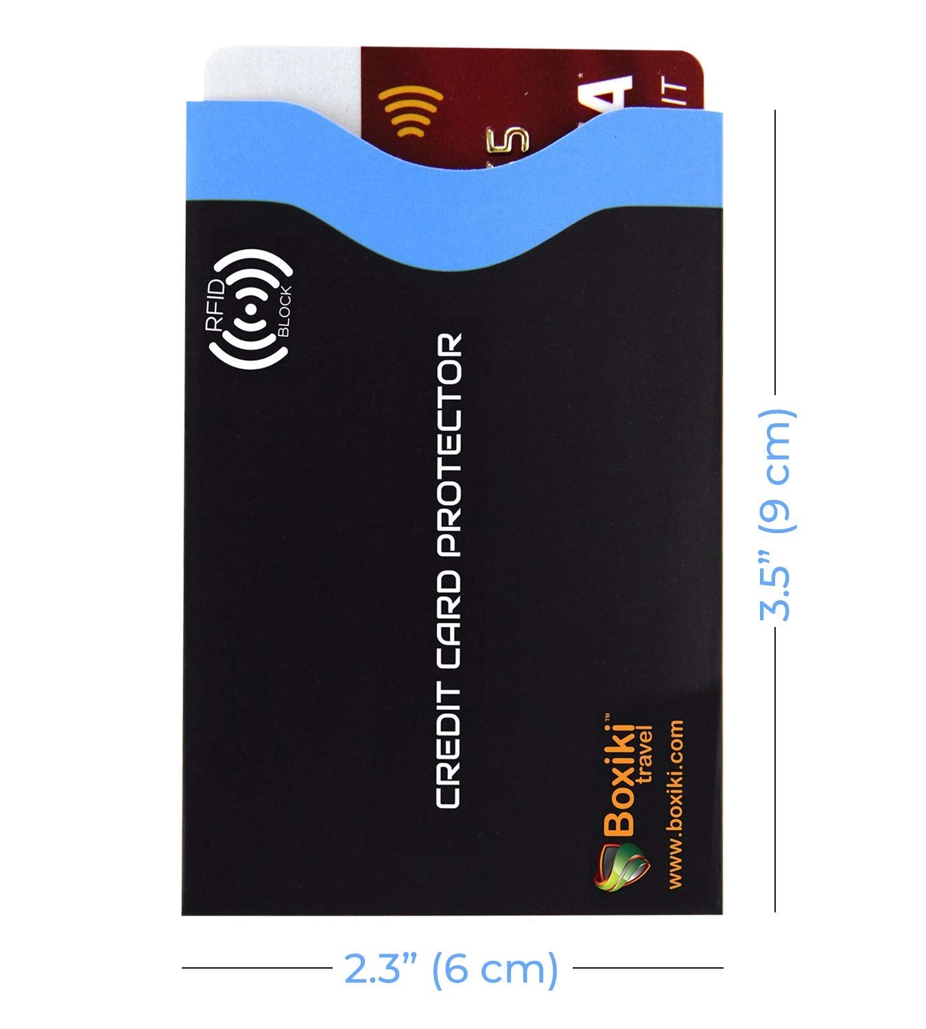 Boxiki Travel RFID Blocking Sleeves, Set with Color Coding | Identity Theft Prevention RFID Blocking Envelopes Set of 12 Credit Card Sleeves (Navy Blue)