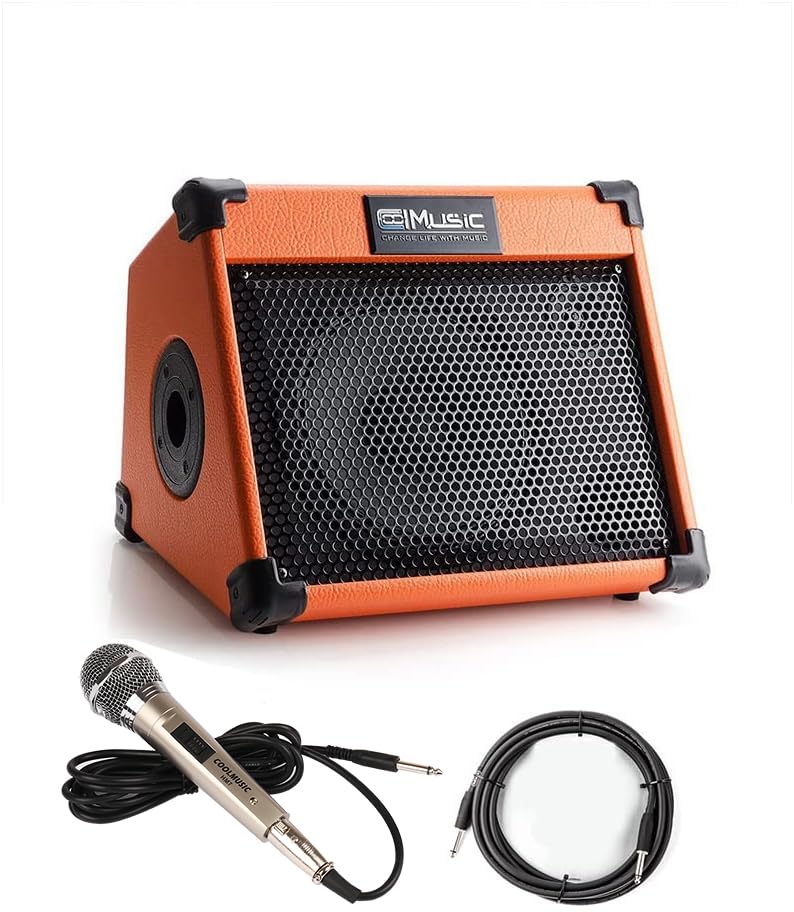 Acoustic Guitar Amplifier, 20 Watt Bluetooth Amp for Guitar Acoustic with Reverb Chorus Effect, 3 Band EQ（Including Microphone and Audio Cable）