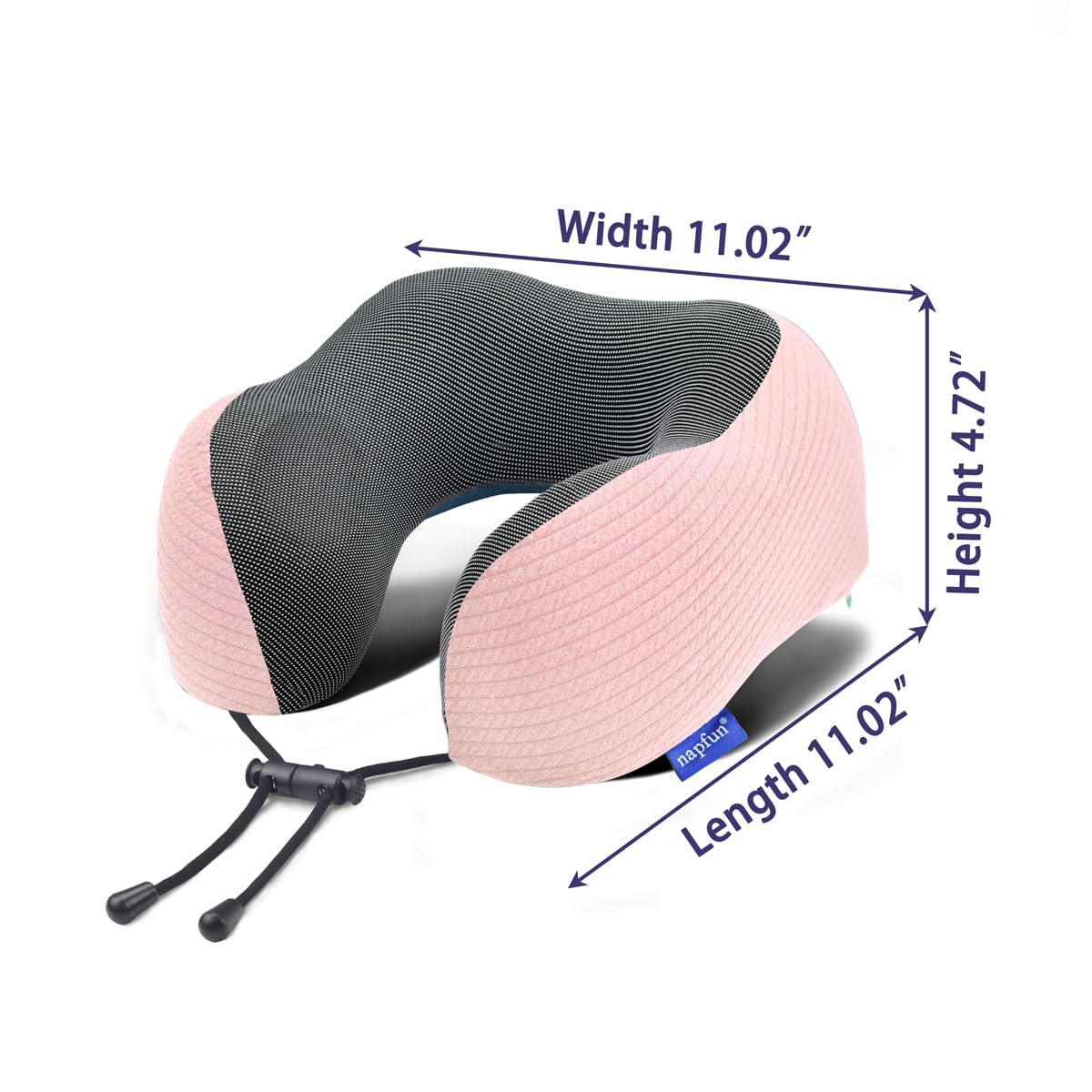 napfun Neck Pillow for Traveling, Upgraded Travel Neck Pillow for Airplane 100% Pure Memory Foam Travel Pillow for Flight Headrest Sleep, Portable Plane Accessories, Pink