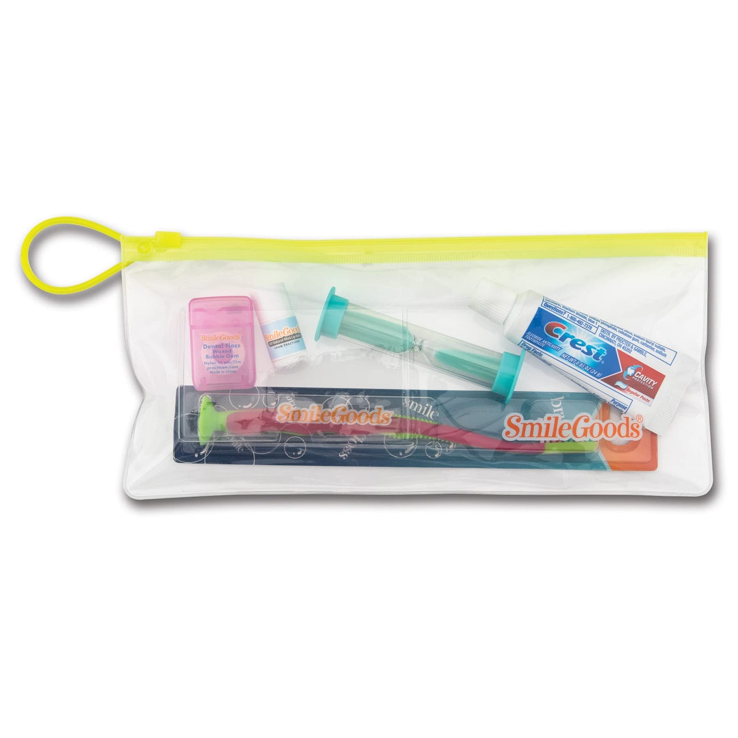 Practicon Child Deluxe Dental Care Kit, Travel Size Bundle w/Toothbrush, Crest Toothpaste, Floss, Lip Balm and Sand Timer, TSA Friendly Kids Oral Care Kit