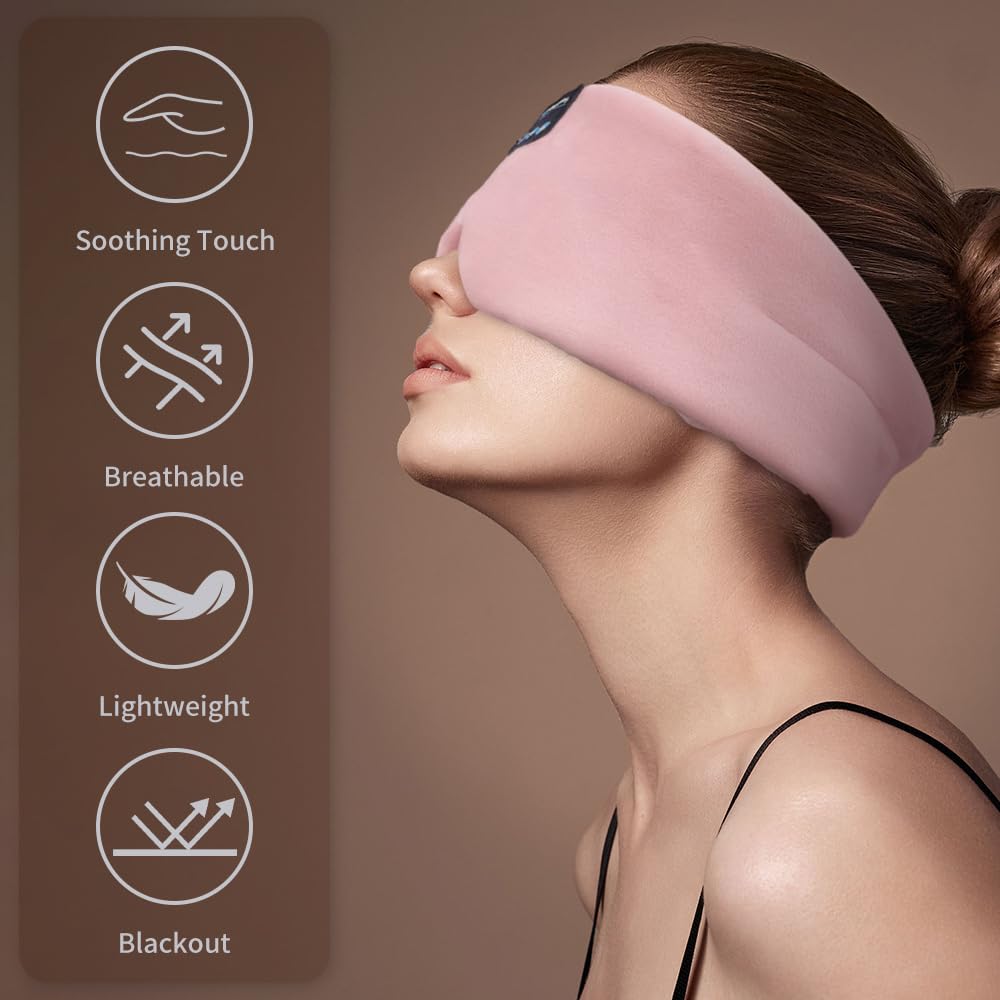 Joythink High-Tech Satin Wraparound Sleep Mask with Built-In Bluetooth Headphones (Pink)