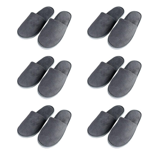 CYlovinho 6 Pairs Spa Slippers for Women Men, Disposable Guest Slippers Washable Foldable Slippers Coral Fleece Slipper Bath Slippers Wedding Slippers