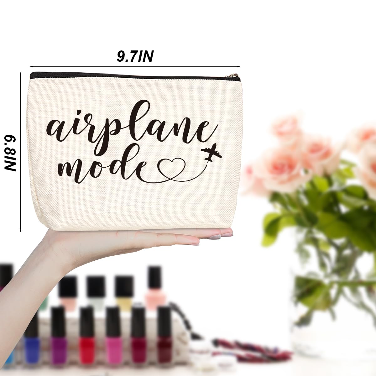 Funny Airplane Travel Gifts for Women Makeup Bag Travel Essentials Cosmetic Bag Travel Toiletry Bag Flight Vacation Gifts for Travel Lovers Sister Travelers Girls Trip Birthday Mothers Day Anniversary