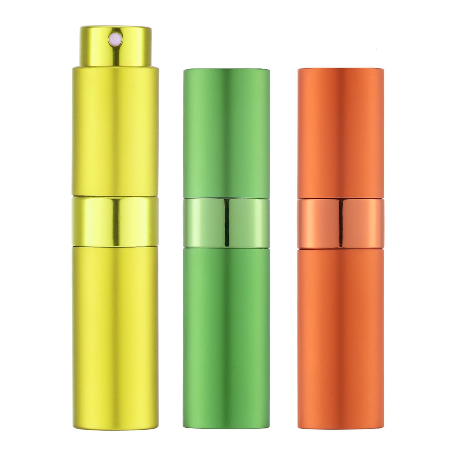 Lisapack 8ML Atomizer Perfume Spray Bottle for Travel (3 PCS) Empty Cologne Dispenser, Portable Sprayer (Yellow, Green, Orange)