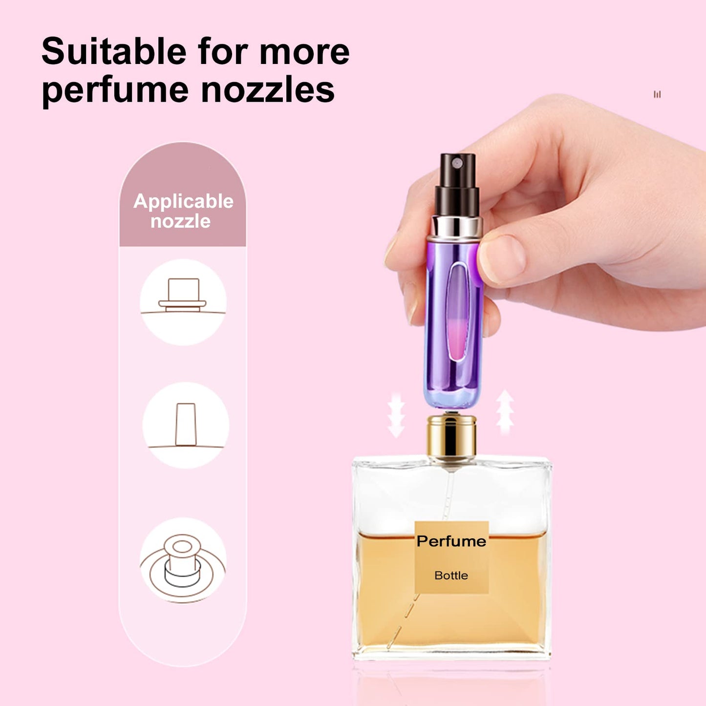 Portable Mini Refillable Perfume Atomizer Bottle Refillable Spray, Atomizer Perfume Bottle, Scent Pump Case, Perfume Atomizer Refillable Travel (5ml, 5 Pack) (Purple, Gold, Green,Red, Black)…