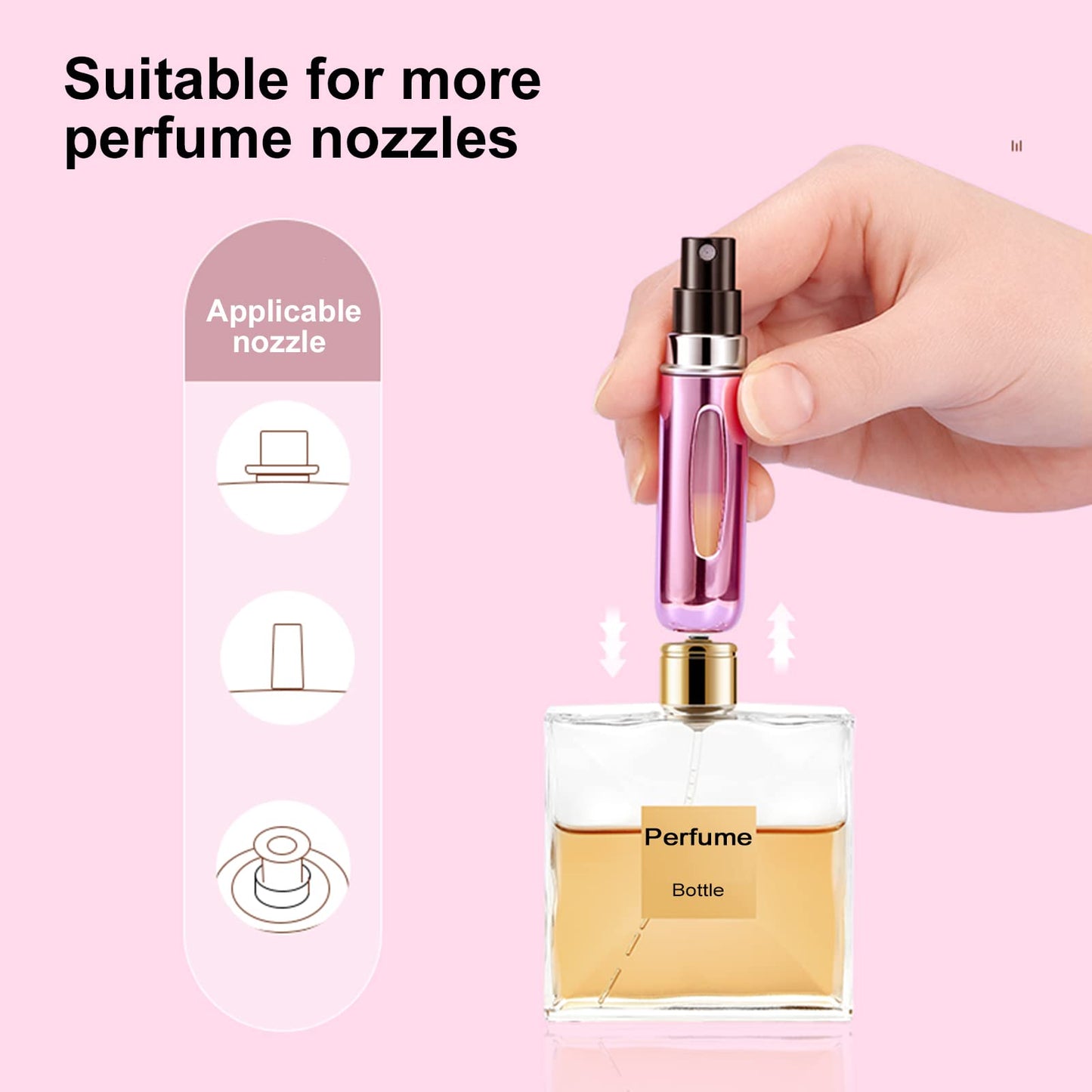 Portable Mini Refillable Perfume Atomizer Bottle Refillable Spray, Atomizer Perfume Bottle, Scent Pump Case, Perfume Atomizer Refillable Travel (5ml, 5 Pack) (Pink, Gold, Black, Silver, Blue)