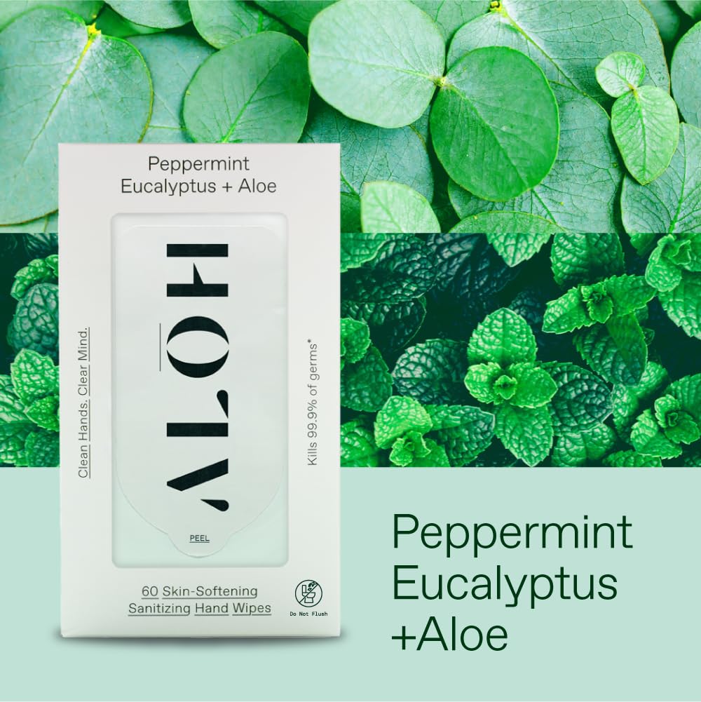 Peppermint, Eucalyptus and Aloe-Infused Sanitizing Hand Wipes Travel Pack