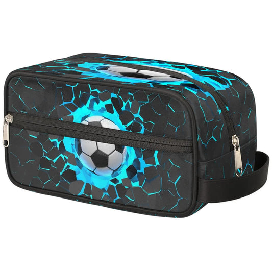 ADTASU 3D Light Wall Football Kids Toiletry Bag for Boys, Kids Dopp Kit, Waterproof Lightweight Cosmetic Bag Wash Bag Shaving Bag for Boys for Kids Toddler Travel Essential