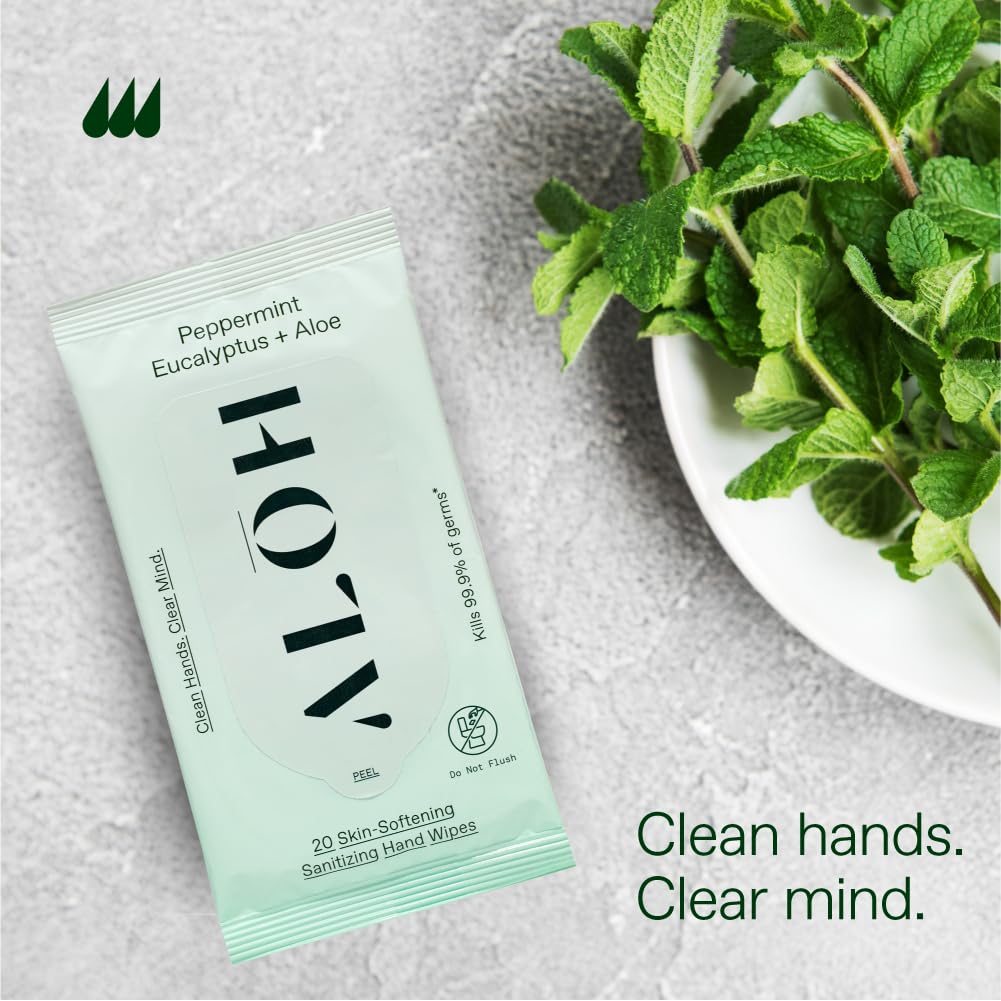 Peppermint, Eucalyptus and Aloe-Infused Sanitizing Hand Wipes Travel Pack