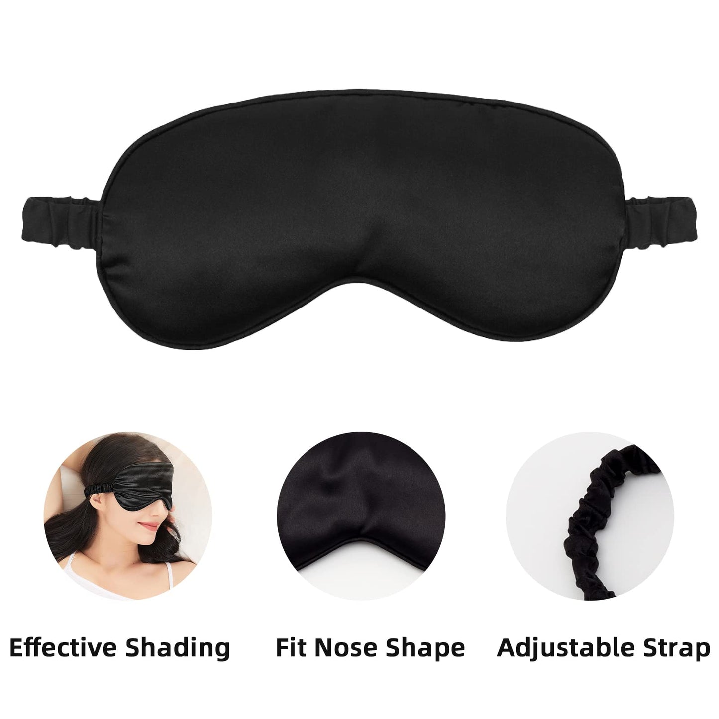 LERSVICVIL 2 Pack Sleep Masks Silky Soft Satin Eye Mask Cover for Women Men Effective Shading Blindfold for Sleeping with Elastic Strap