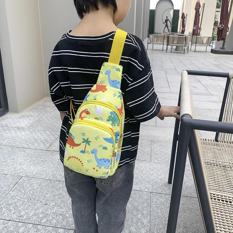 Hiflyer Kids Crossbody Bag Kids Sling Bags, Small Nylon Sling Bag for Kids Travel Bag for Kids, Cartoon Sling Bag for Kids (Yellow)