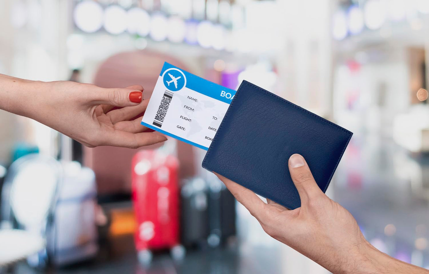 Leather RFID-Shielding Passport Holder and Wallet (Navy Blue)