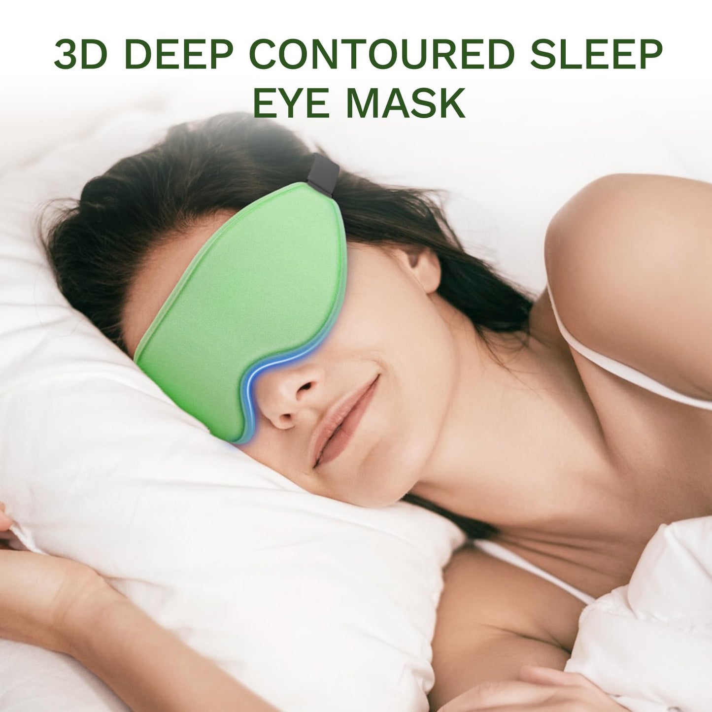 FlyCoco 3D Contoured Sleep Mask that Blocks 99% of Light (Light Green)