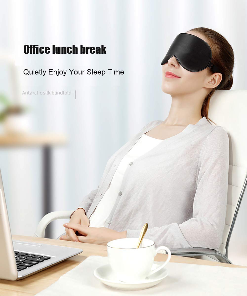 Satin Sleep Mask with Adjustable Strap (Blue)