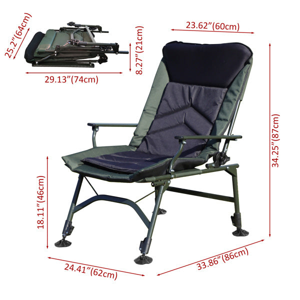 Camping Lounge Chair, Portable Folding Recliner With Adjustable Backrest, Suitable For Indoor And Outdoor Camping, Beach Hiking, Fishing