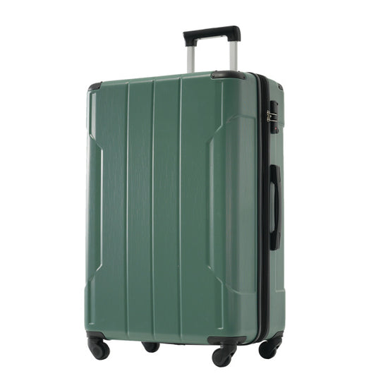 Green Hardshell, Lightweight and Durable ABS Suitcase with Dual Wheels, Expandable 28-Inch Checked Luggage