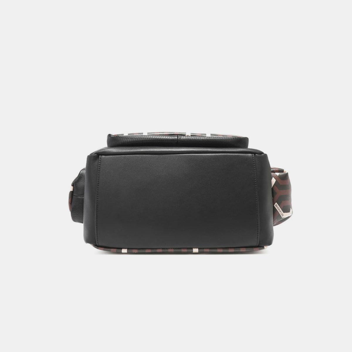 Vegan Leather Tote with Geometric Motif and Convenient Front Pouch Design