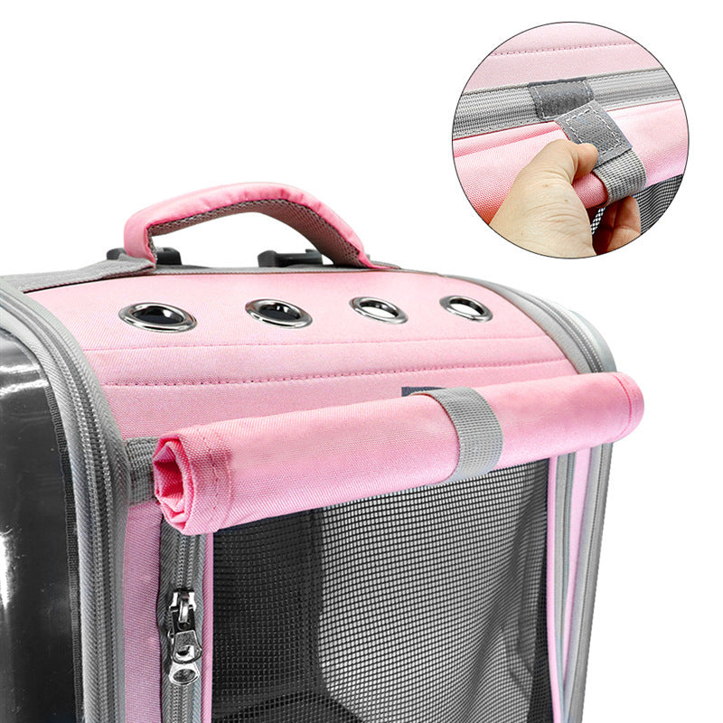 Breathable Space Capsule Pet Carrier Backpack for Travel (Pink or Gray)