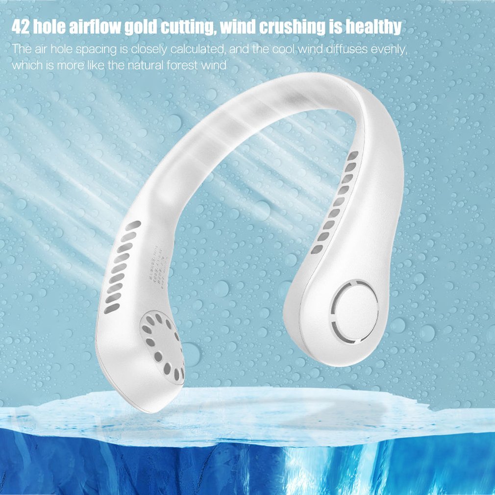Mini Hanging Handheld Neck Fan Portable Silent Outdoor USB Charging Super Long Life Portable Cooling Lazy Small Fan (Pink)