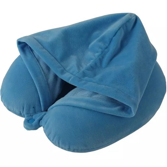 Mirage Twinkie 2-in-1 Travel Neck Pillow and Velvet Hoodie with Rest Neck Support and Eye Shield