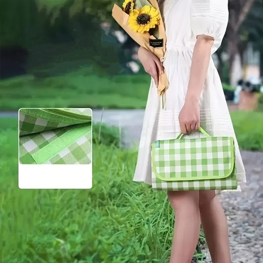 Waterproof Picnic Blanket - 2m X 2m, Thickened With Aluminum Mold Moisture-proof, Portable Outdoor Camping Mat, Handbag Style Design, Suitable For Picnics, Beaches, Hiking, And Festivals