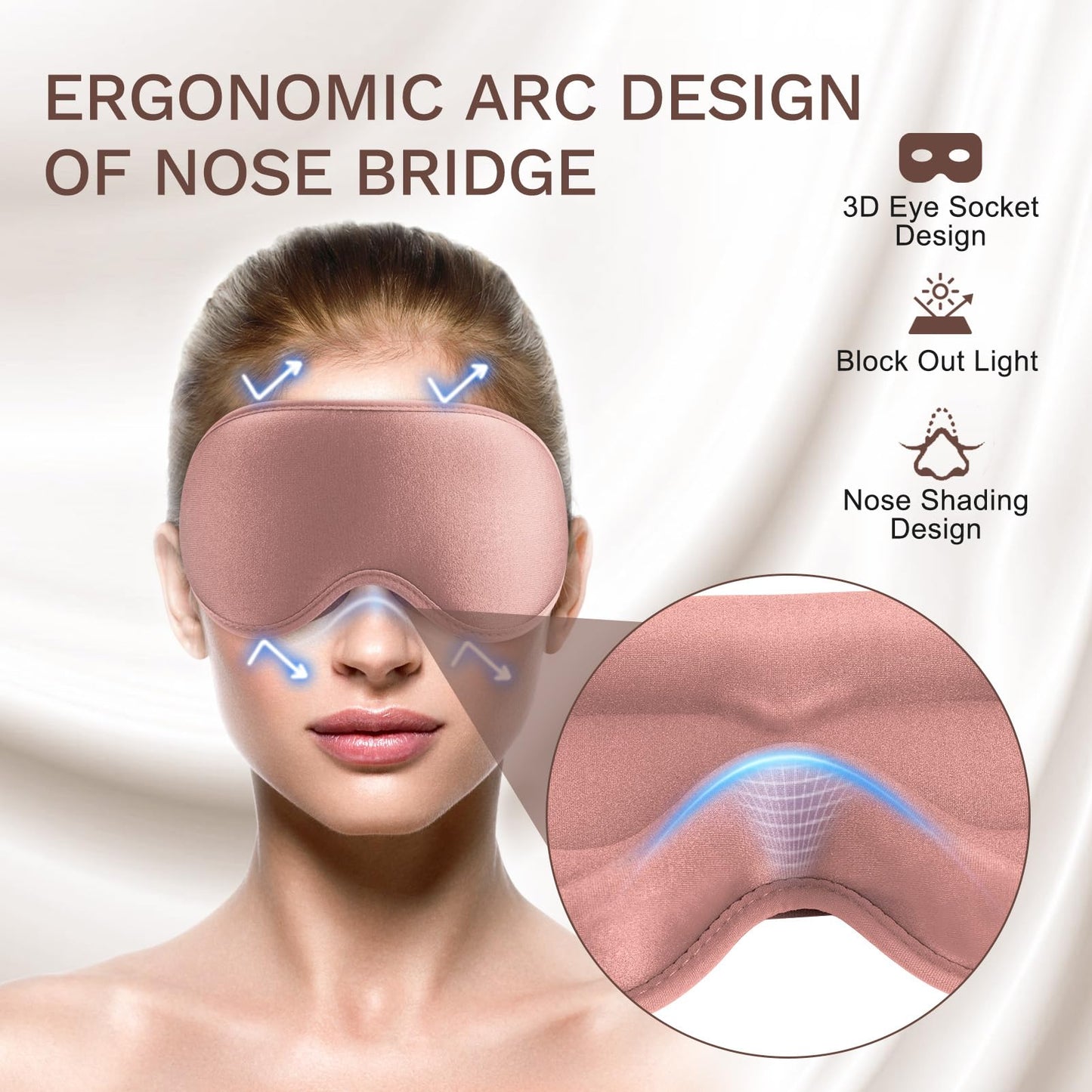 FlyCoco 3D Contoured Sleep Mask that Blocks 99% of Light (Rose)