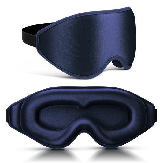 FlyCoco 3D Contoured Sleep Mask that Blocks 99% of Light (Dark Blue)