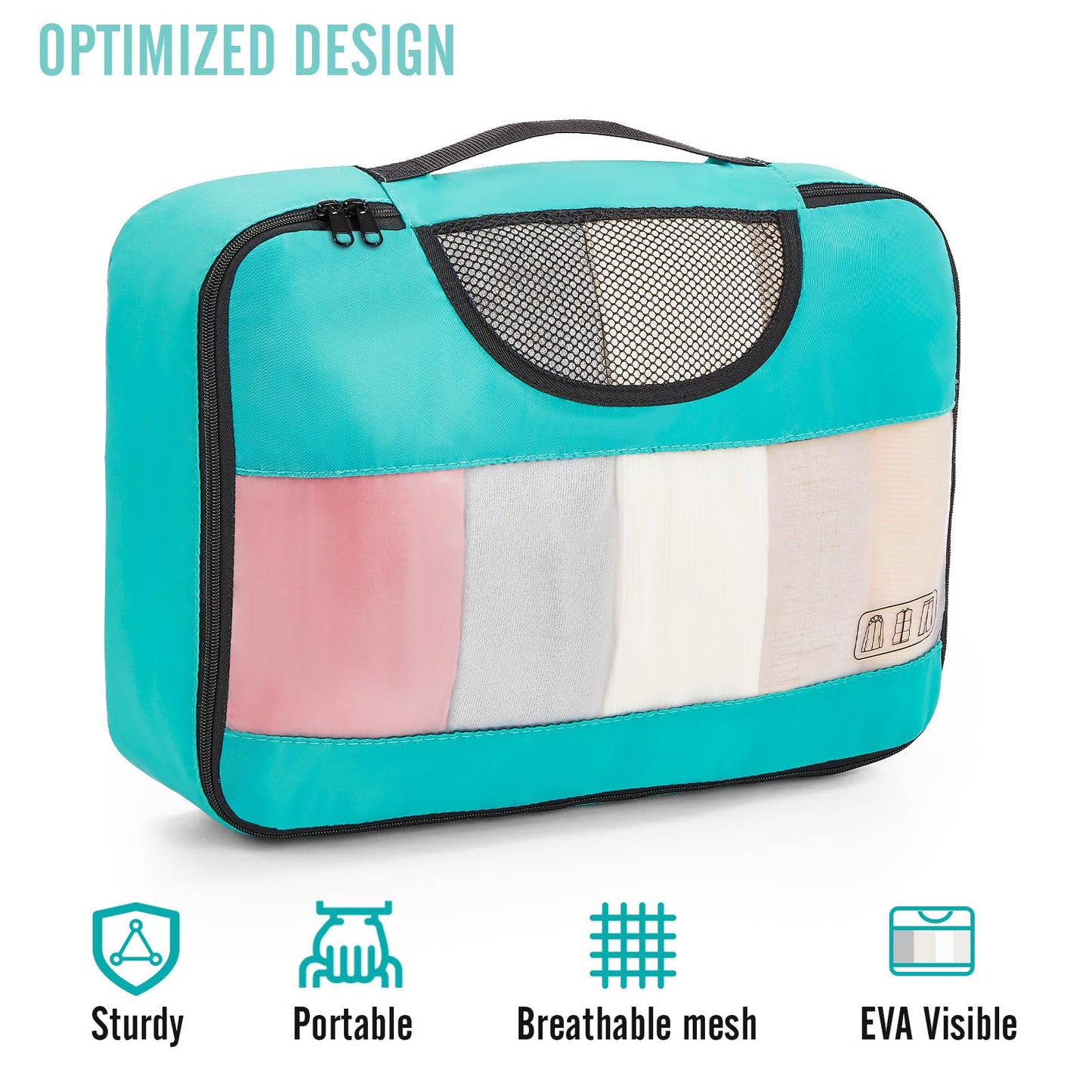 Veken 8 Set Packing Cubes for Kids, Travel Suitcase Essentials Organizer Bags Set for Luggage, Road Trip Travel Accessories in 4 Sizes (Extra Large, Large, Medium, Small)