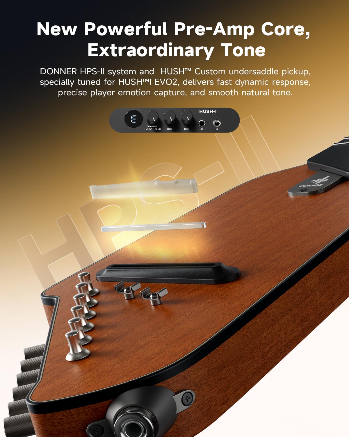 Donner HUSH I EVO2 Acoustic Electric Travel Guitar (Natural)