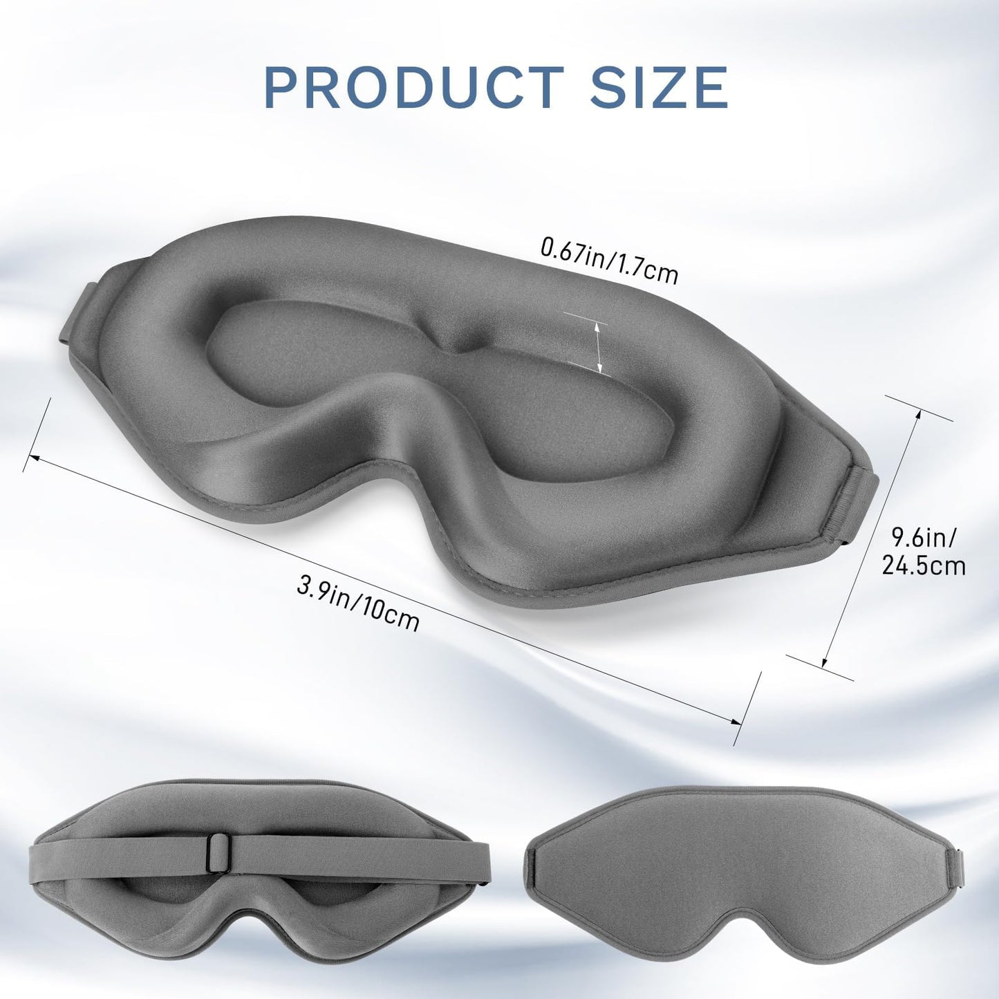 FlyCoco 3D Contoured Sleep Mask that Blocks 99% of Light (Grey)