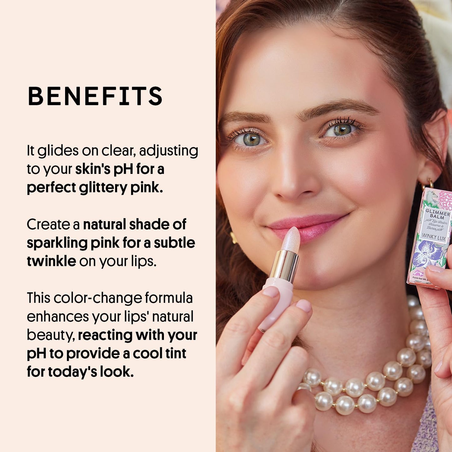 Winky Lux Glimmer Balm, pH Lip Balm, Color Changing Lipstick and Tinted Lip Balm, Vegan & Cruelty Free Lip Balm, Hydrate & Plump, Pink Shimmer Lipstick, Unicorn