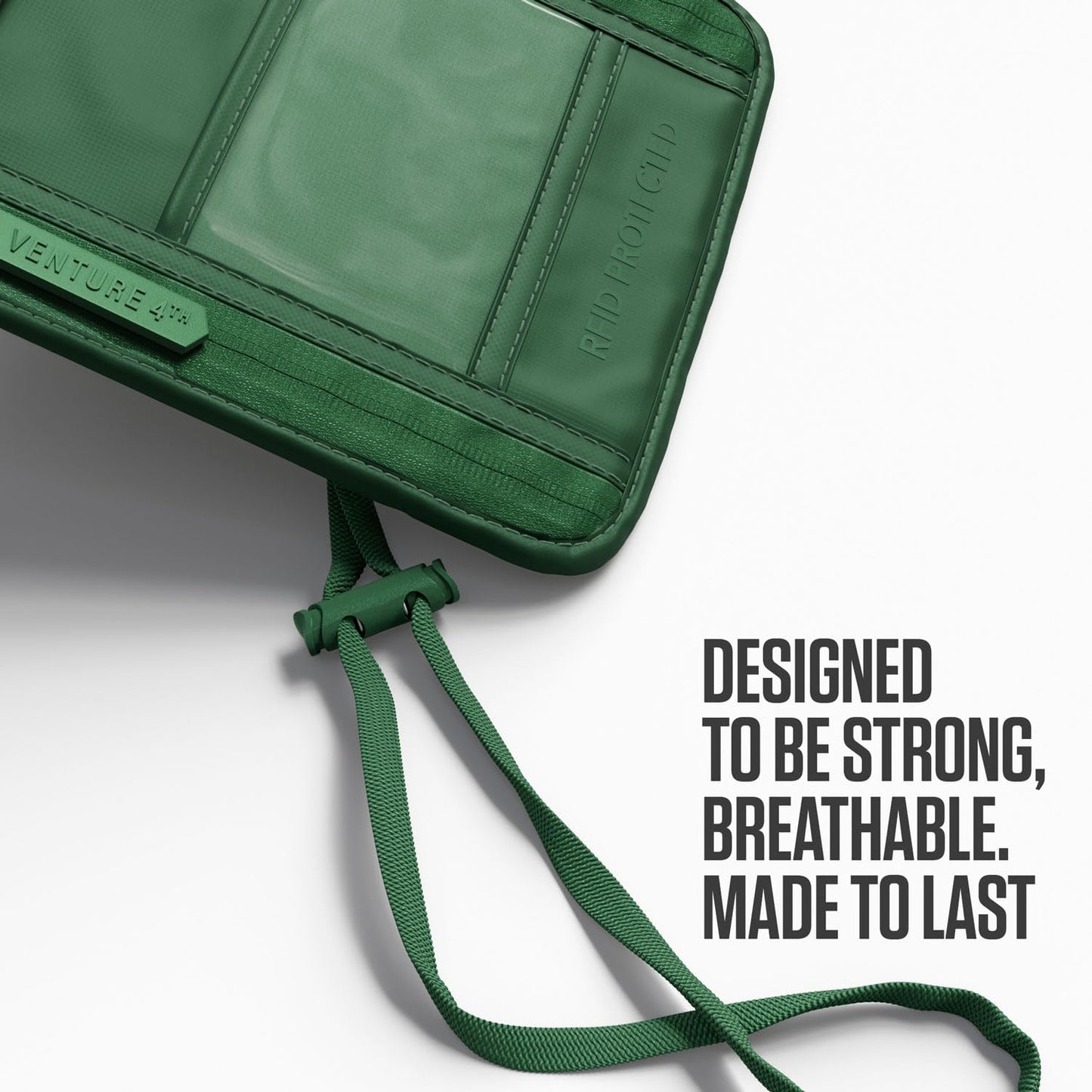 VENTURE 4TH Passport Holder Neck Wallet with RFID Blocking Nylon Lining - Hidden Neck Pouch for Travel (Sleek Army Green)