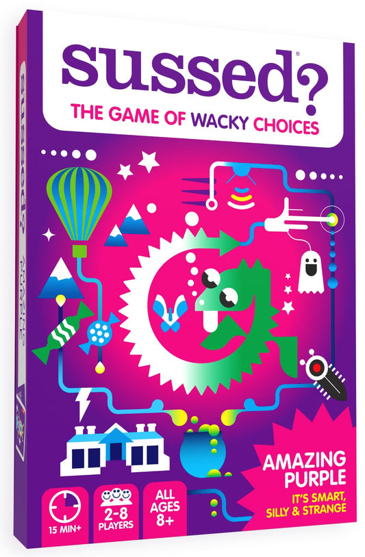 SUSSED The Wacky 'What Would You Do?' Family Card Game - Fun Stocking Stuffer for Kids - 250 Questions with Dragons, Space & Magic - All Ages 8 and Up - Amazing Purple Deck