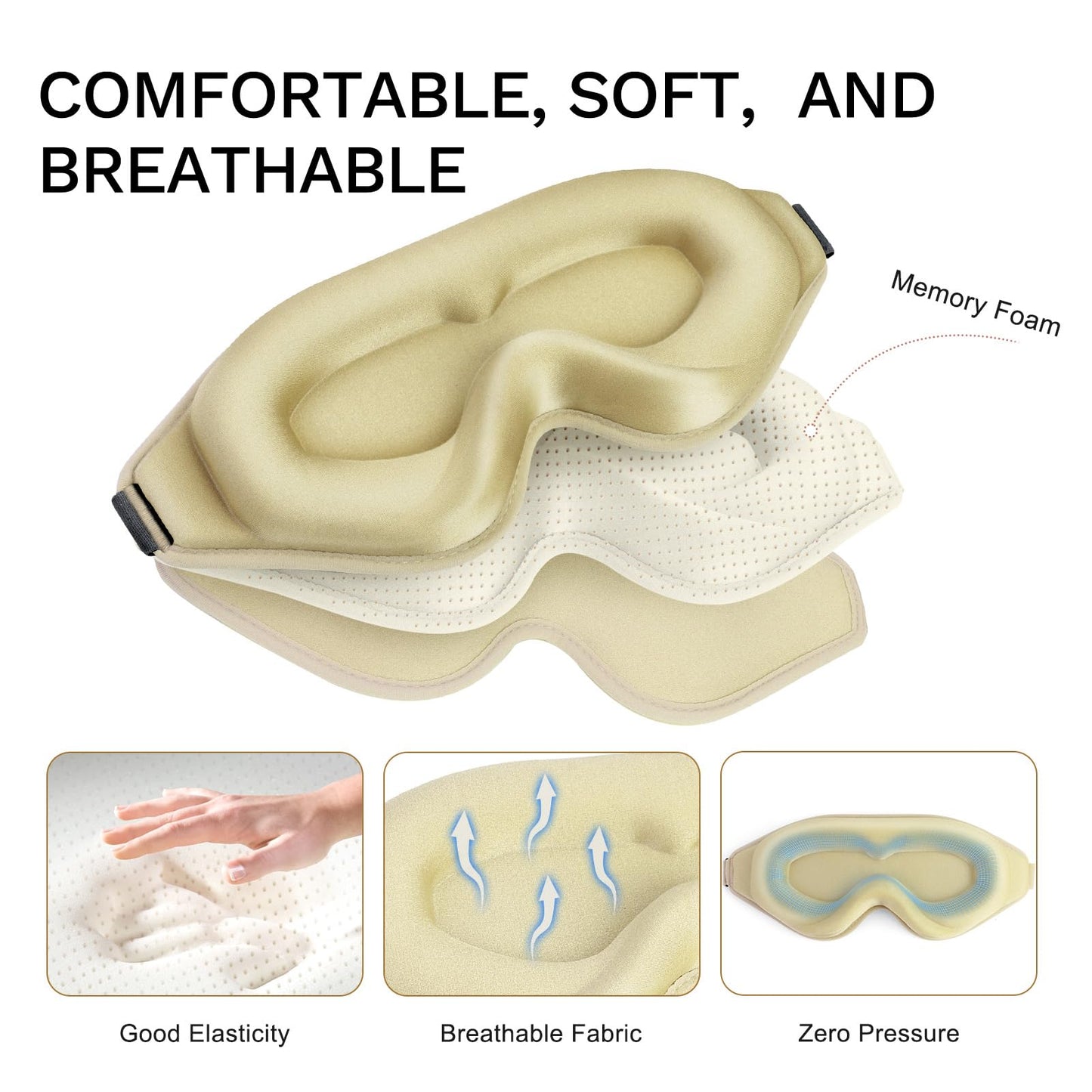 FlyCoco 3D Contoured Sleep Mask that Blocks 99% of Light (Gold)