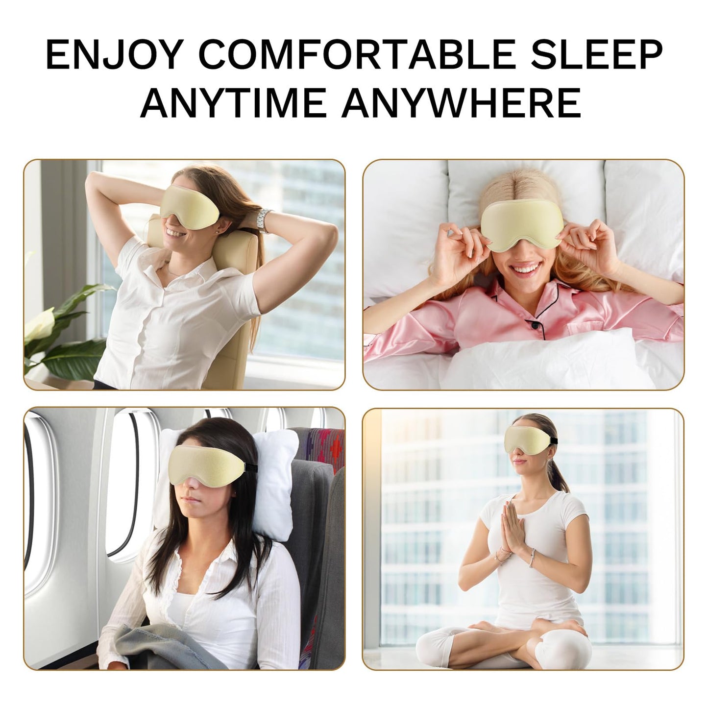 FlyCoco 3D Contoured Sleep Mask that Blocks 99% of Light (Gold)