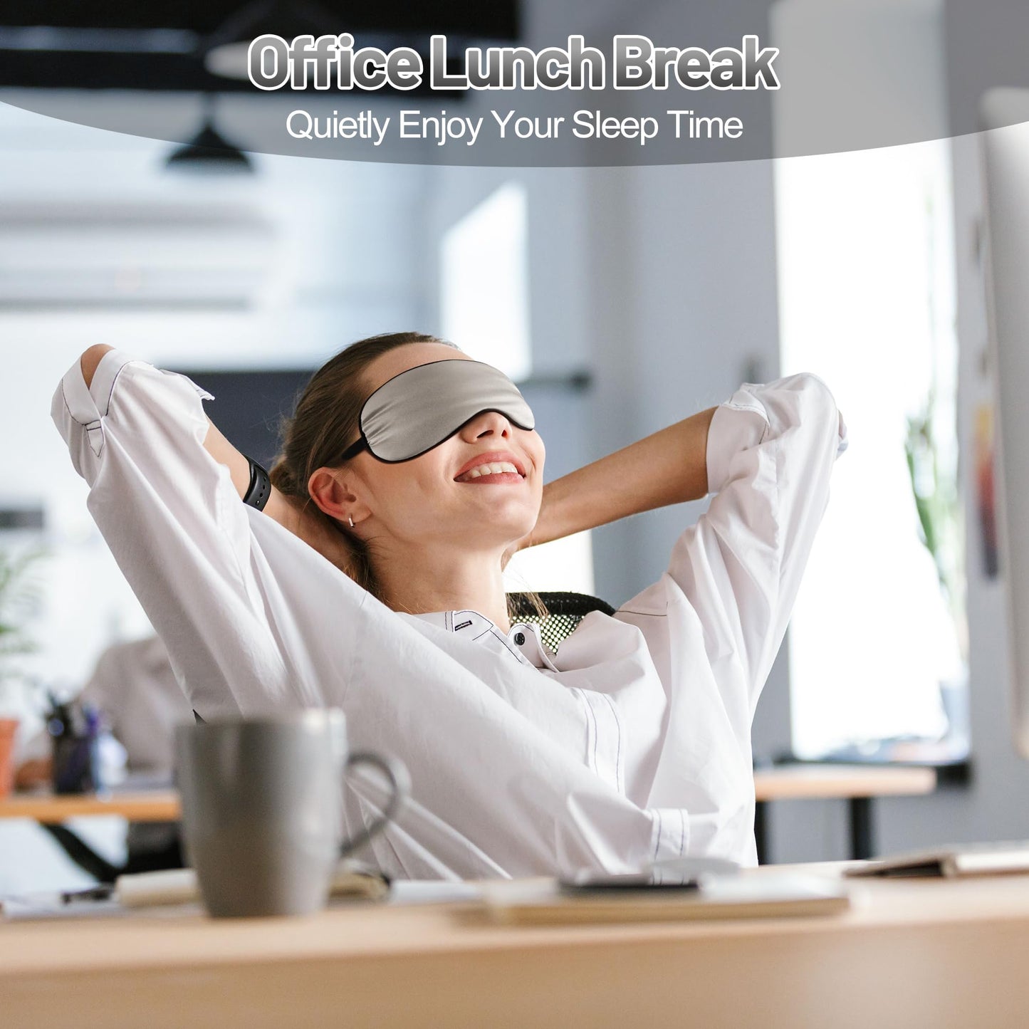 Sleep Mask, Silk Eye Mask for Sleeping with Adjustable Strap, Blindfold Eyeshade for Men & Women, Comfortable & Soft Eye Cover Eyeshade for Night Sleep (Gray)