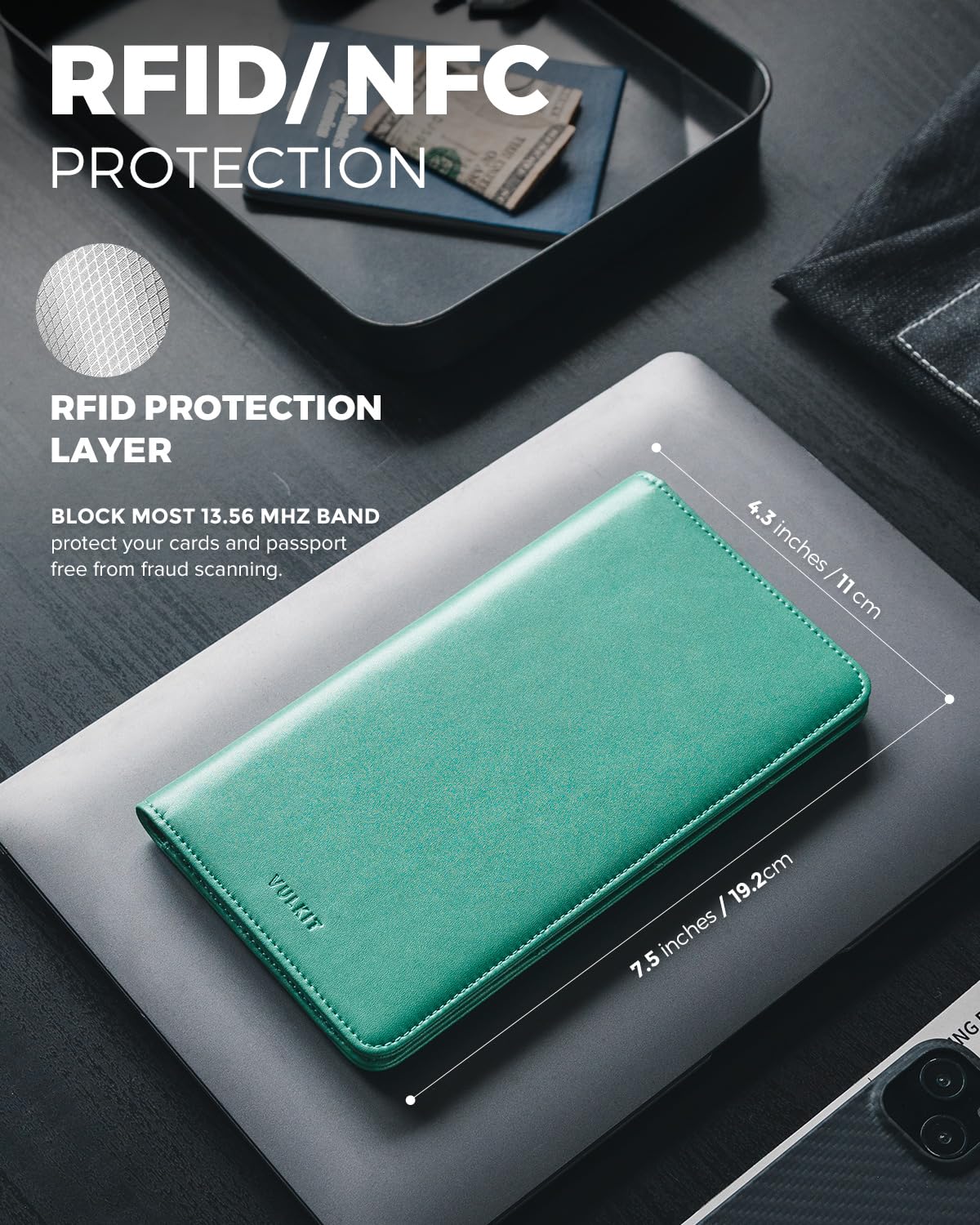 VULKIT Passport Holder Wallet RFID Blocking Travel Wallet for Men & Women