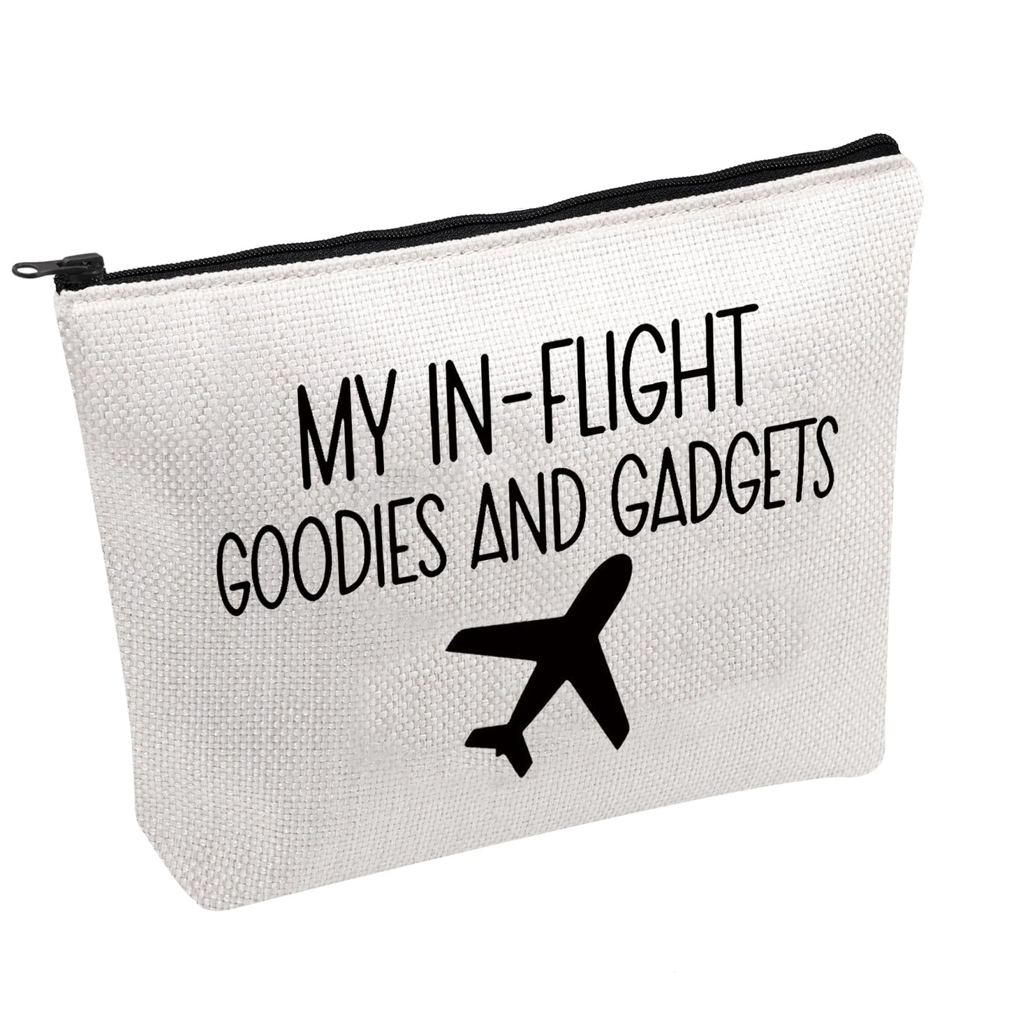 PWHAOO Flight Attendant Cosmetic Bag My In-Flight Goodies and Gadgets Cosmetic Bag Airplane Traveler Gift (My In-Flight Goodies B)