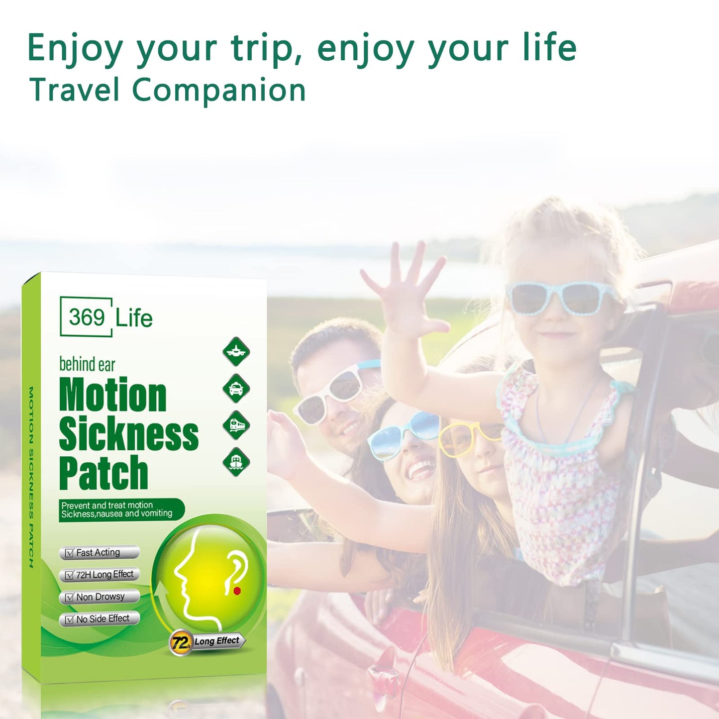 369 Life Motion Sickness Patches for Car and Boat Rides, Ships, Cruise and Airplane & Other Forms of Transport - Travel Essentials, for Adults and Kids (24 Count)