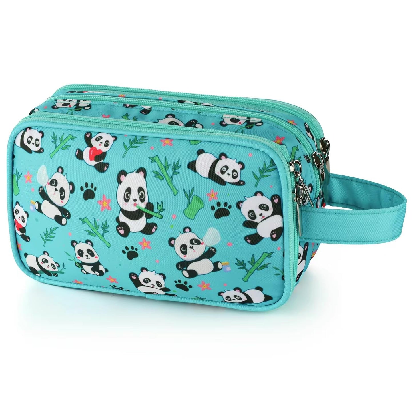 Vipdeal Kids Toiletry Bag for Girls, Travel Toiletry Bag for Little Young Girls Cosmetic Bag Makeup Bag Waterproof Hanging Wash Bag Toddler Toiletries, Panda Green Teal