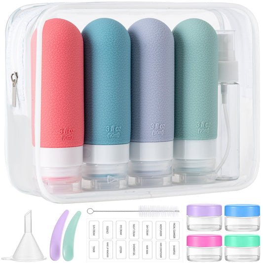 16-Piece Travel Toiletries Set with 3 oz. Bottles (Warm Colors)