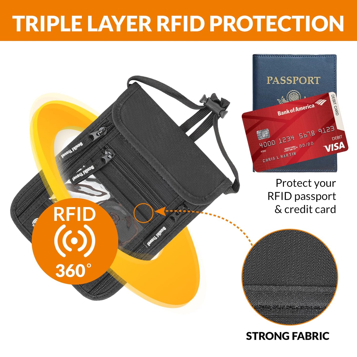 Complete RFID Travel Security Kit - Sleeves, Neck Wallet, and Passport Holder for Ultimate Protection.