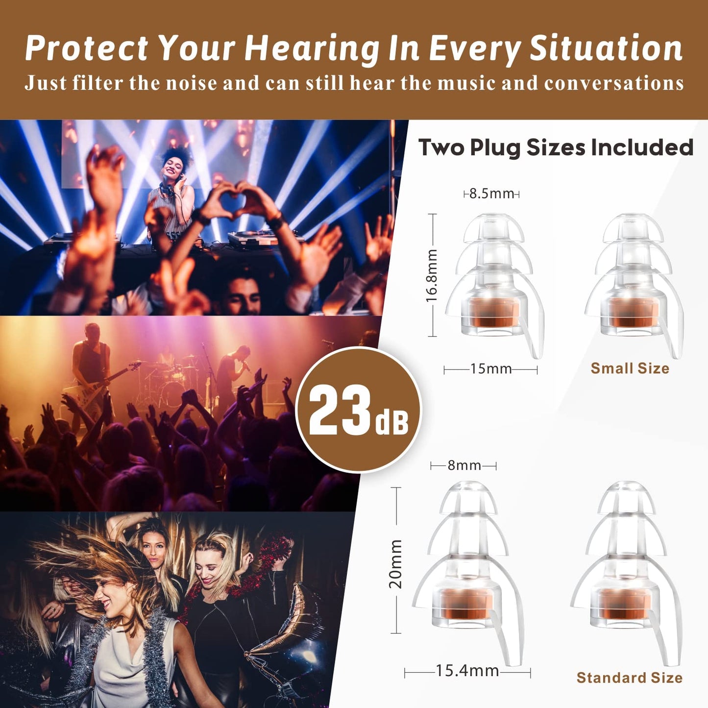 Hearprotek Concert Ear Plugs, 2Pairs Reusable high Fidelity Musician Ear Plugs for Concerts Loud Music-Noise Reduction Ear Protection earplugs for Rave,Festival,Music,Tinnitus Relief