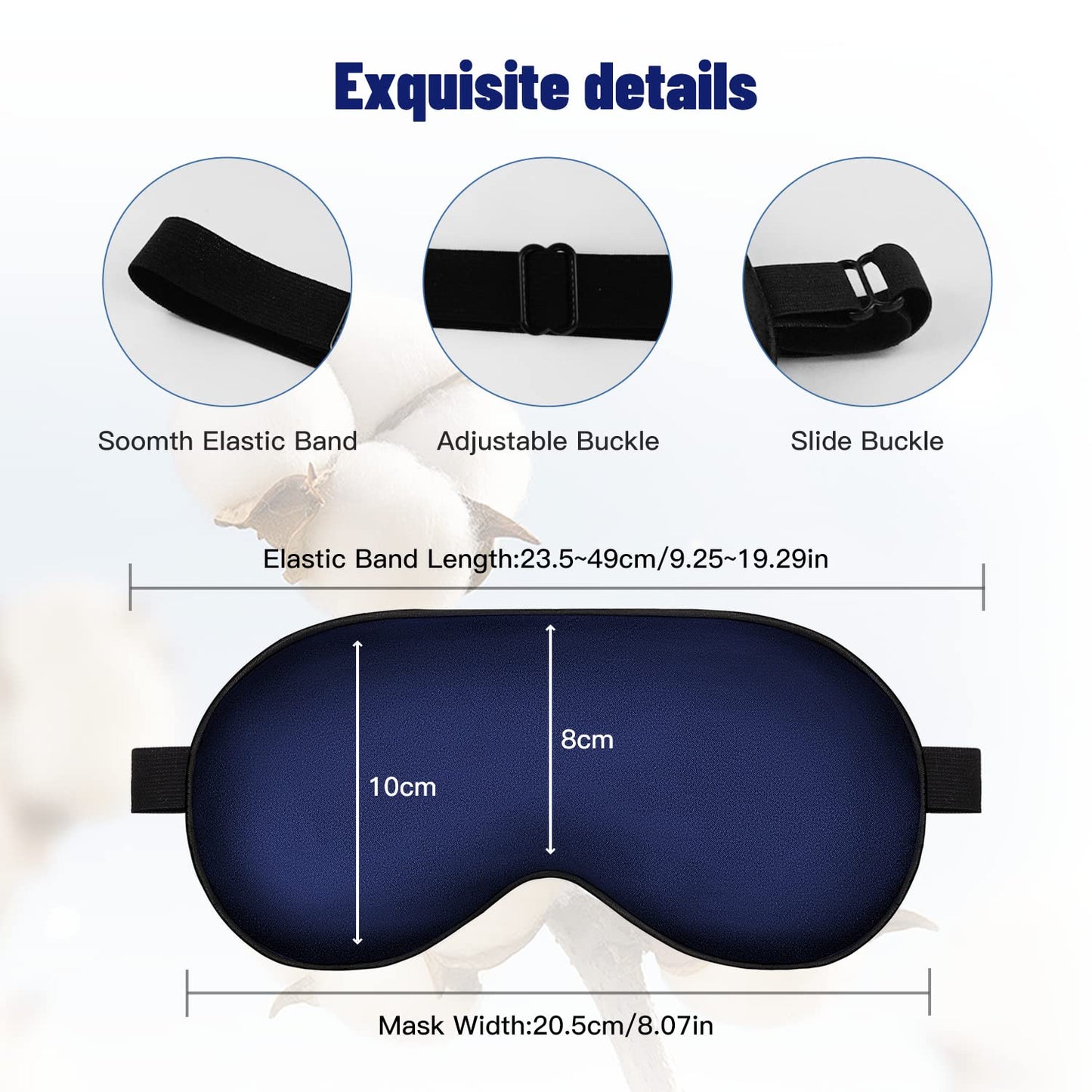 Satin Sleep Mask with Adjustable Strap (Blue)